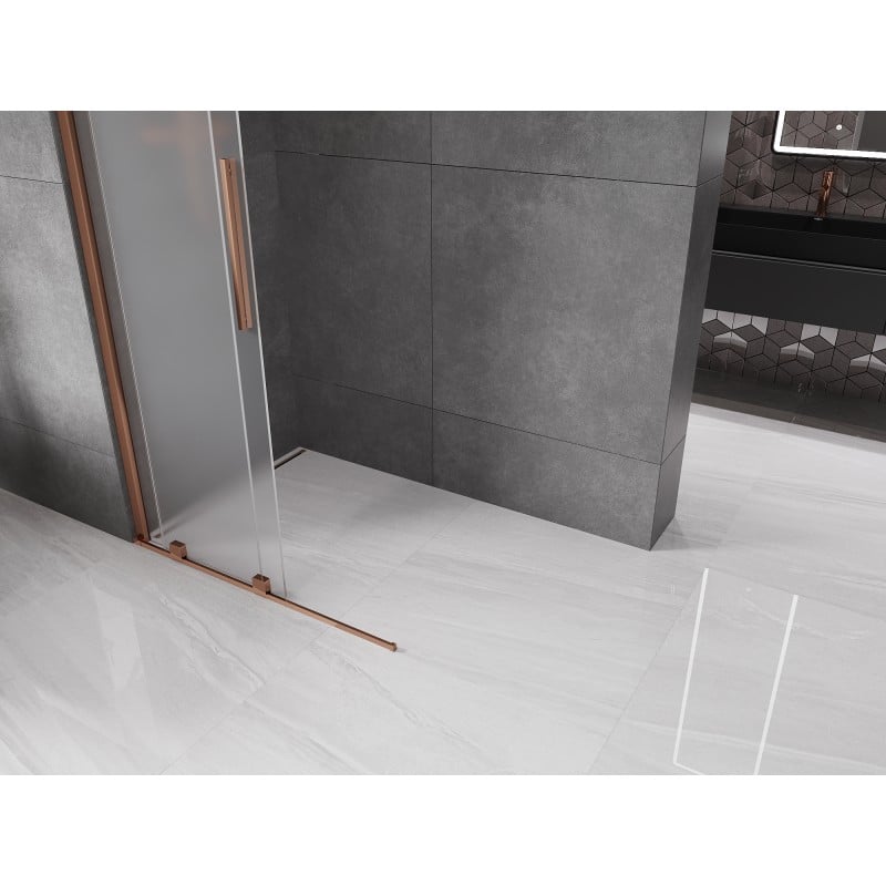 Mexen Velar ścianka prysznicowa rozsuwana Walk-in 110 x 200 cm, szron 8 mm, różowe złoto - 871-110-000-33-60