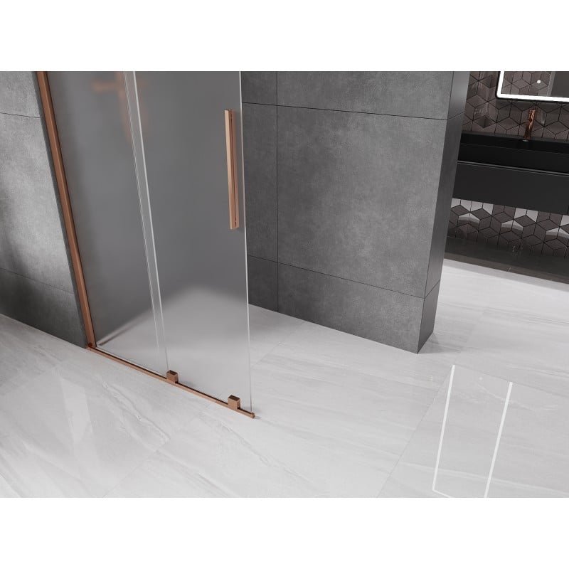 Mexen Velar ścianka prysznicowa rozsuwana Walk-in 120 x 200 cm, szron 8 mm, różowe złoto - 871-120-000-33-60