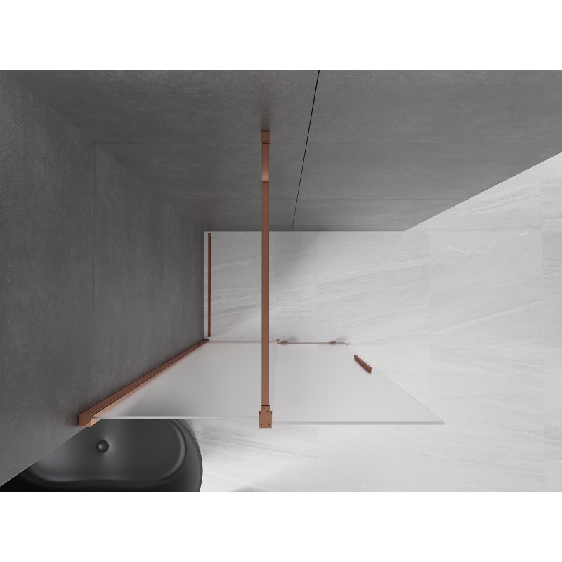 Mexen Velar ścianka prysznicowa rozsuwana Walk-in 85 x 200 cm, szron 8 mm, różowe złoto - 871-085-000-33-60