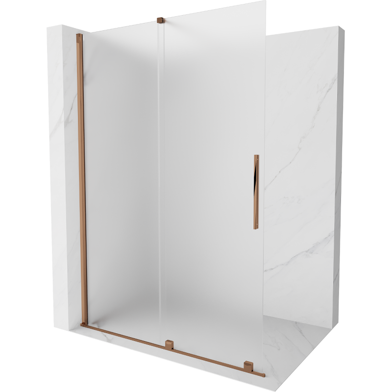 Mexen Velar ścianka prysznicowa rozsuwana Walk-in 160 x 200 cm, szron 8 mm, różowe złoto - 871-160-000-33-60