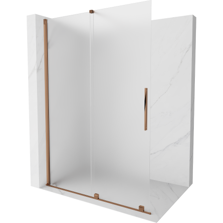 Mexen Velar ścianka prysznicowa rozsuwana Walk-in 160 x 200 cm, szron 8 mm, różowe złoto - 871-160-000-33-60