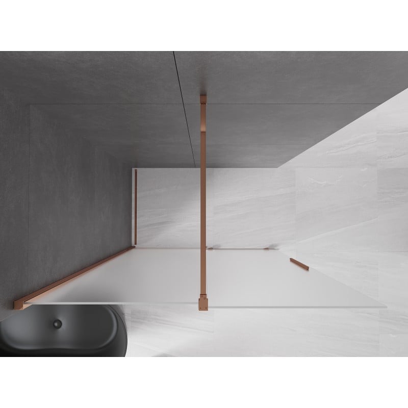 Mexen Velar ścianka prysznicowa rozsuwana Walk-in 130 x 200 cm, szron 8 mm, różowe złoto - 871-130-000-33-60
