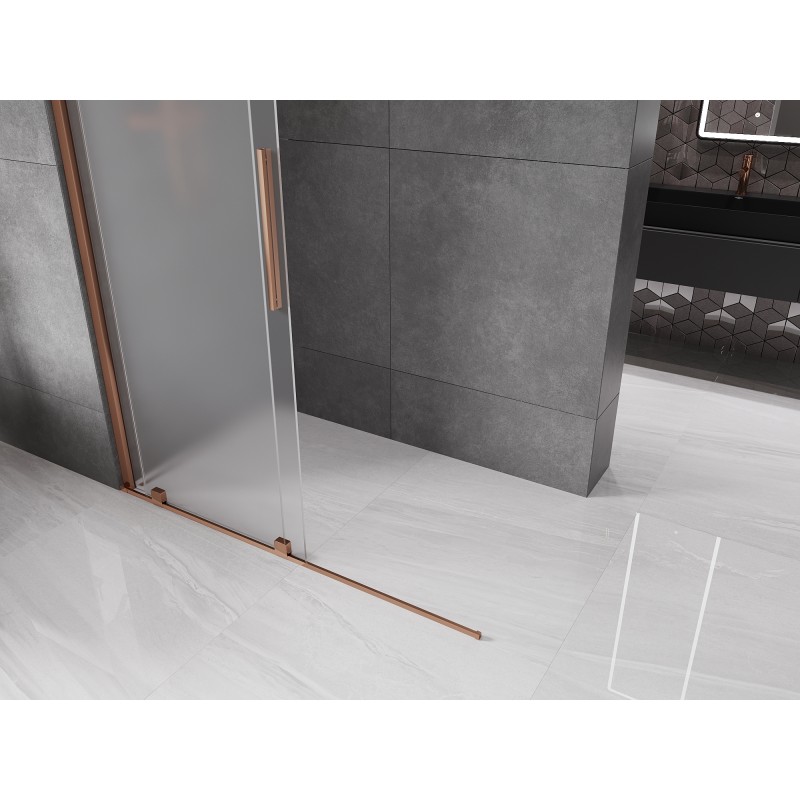 Mexen Velar ścianka prysznicowa rozsuwana Walk-in 160 x 200 cm, szron 8 mm, różowe złoto - 871-160-000-33-60