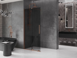 Mexen Velar ścianka prysznicowa rozsuwana Walk-in 85 x 200 cm, grafit 8 mm, różowe złoto - 871-085-000-43-60