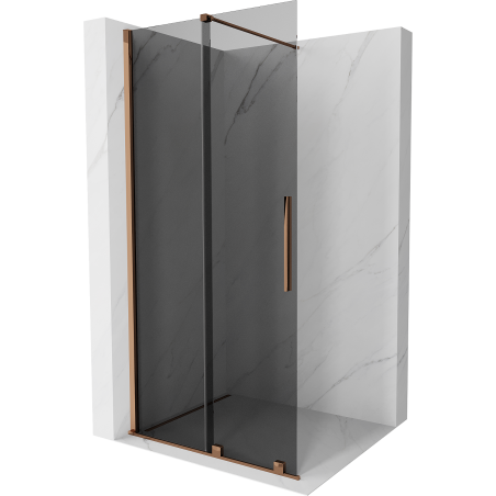 Mexen Velar ścianka prysznicowa rozsuwana Walk-in 100 x 200 cm, grafit 8 mm, różowe złoto - 871-100-000-43-60