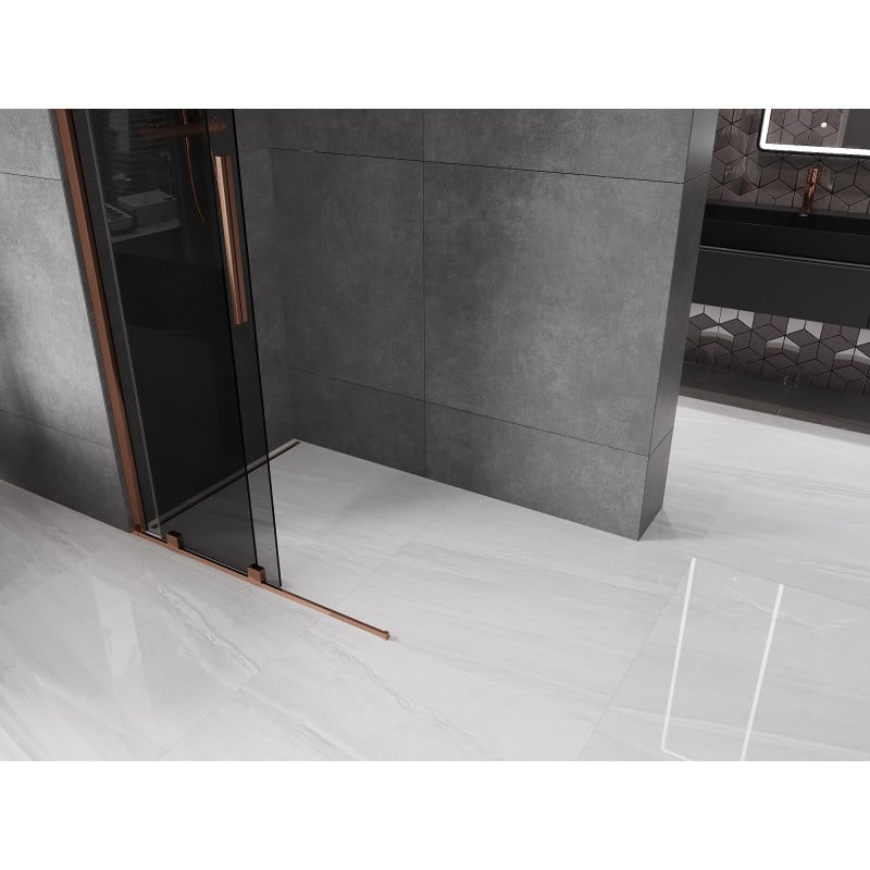 Mexen Velar ścianka prysznicowa rozsuwana Walk-in 75 x 200 cm, grafit 8 mm, różowe złoto - 871-075-000-43-60