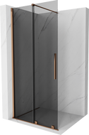 Mexen Velar ścianka prysznicowa rozsuwana Walk-in 120 x 200 cm, grafit 8 mm, różowe złoto - 871-120-000-43-60