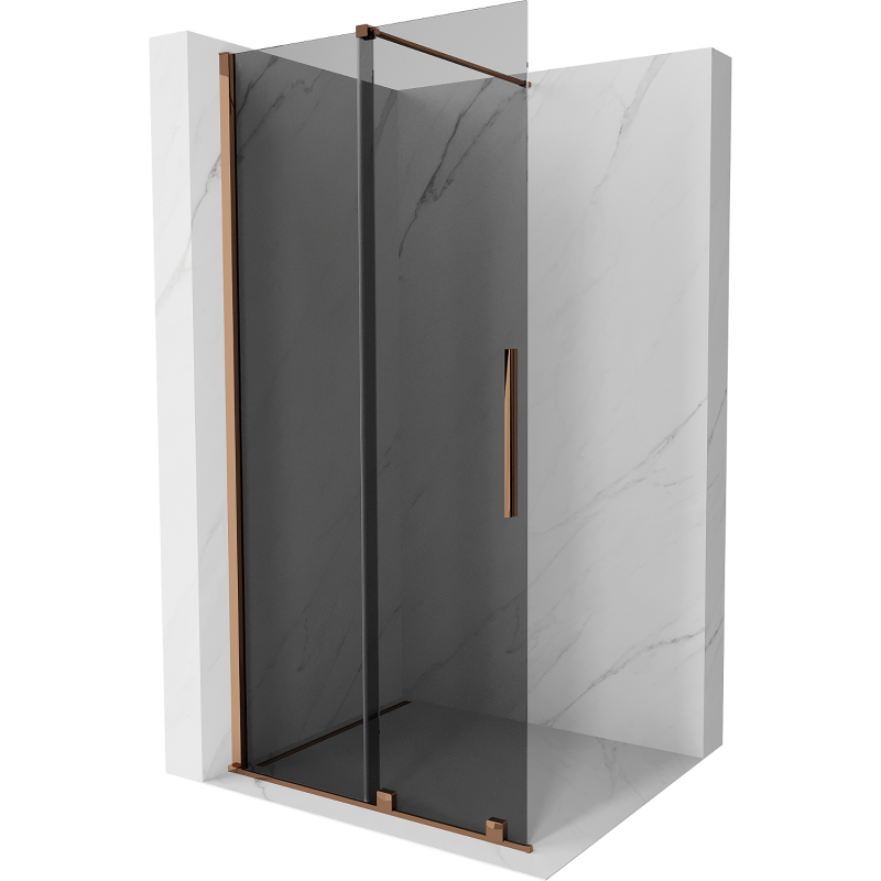 Mexen Velar ścianka prysznicowa rozsuwana Walk-in 80 x 200 cm, grafit 8 mm, różowe złoto - 871-080-000-43-60
