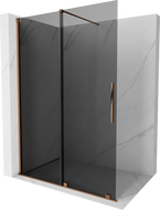 Mexen Velar ścianka prysznicowa rozsuwana Walk-in 130 x 200 cm, grafit 8 mm, różowe złoto - 871-130-000-43-60
