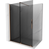 Mexen Velar ścianka prysznicowa rozsuwana Walk-in 140 x 200 cm, grafit 8 mm, różowe złoto - 871-140-000-43-60