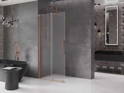 Mexen Velar ścianka prysznicowa rozsuwana Walk-in 75 x 200 cm, szron 8 mm, miedź szczotkowana - 871-075-000-33-65