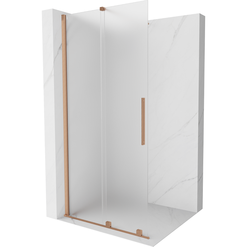 Mexen Velar ścianka prysznicowa rozsuwana Walk-in 100 x 200 cm, szron 8 mm, miedź szczotkowana - 871-100-000-33-65