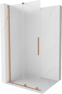 Mexen Velar ścianka prysznicowa rozsuwana Walk-in 110 x 200 cm, szron 8 mm, miedź szczotkowana - 871-110-000-33-65