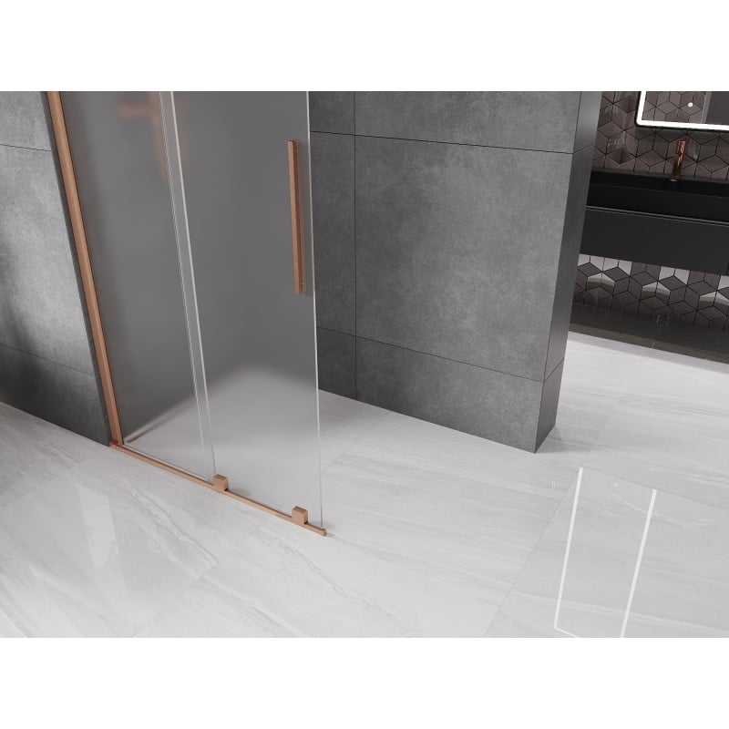 Mexen Velar ścianka prysznicowa rozsuwana Walk-in 110 x 200 cm, szron 8 mm, miedź szczotkowana - 871-110-000-33-65