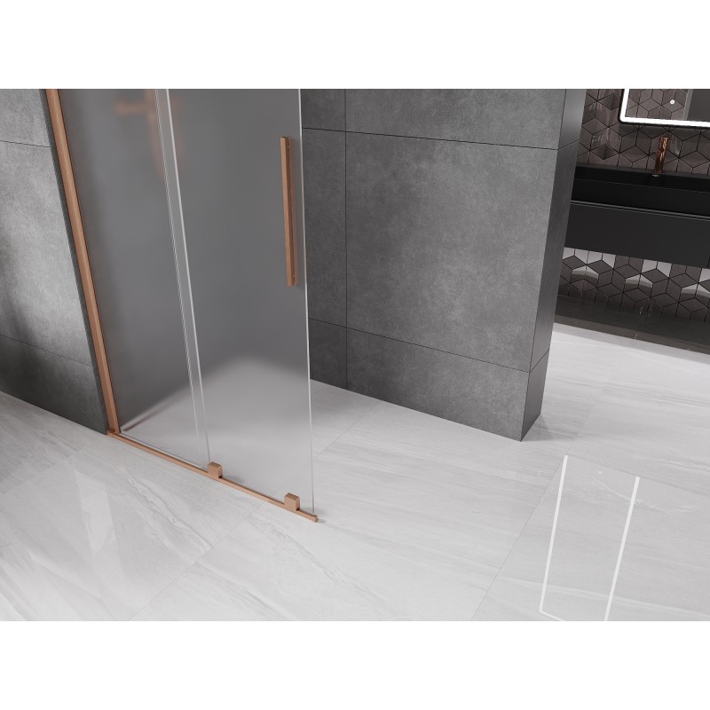 Mexen Velar ścianka prysznicowa rozsuwana Walk-in 85 x 200 cm, szron 8 mm, miedź szczotkowana - 871-085-000-33-65