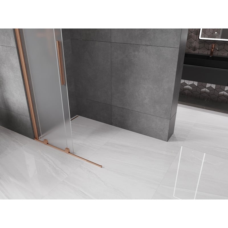 Mexen Velar ścianka prysznicowa rozsuwana Walk-in 75 x 200 cm, szron 8 mm, miedź szczotkowana - 871-075-000-33-65