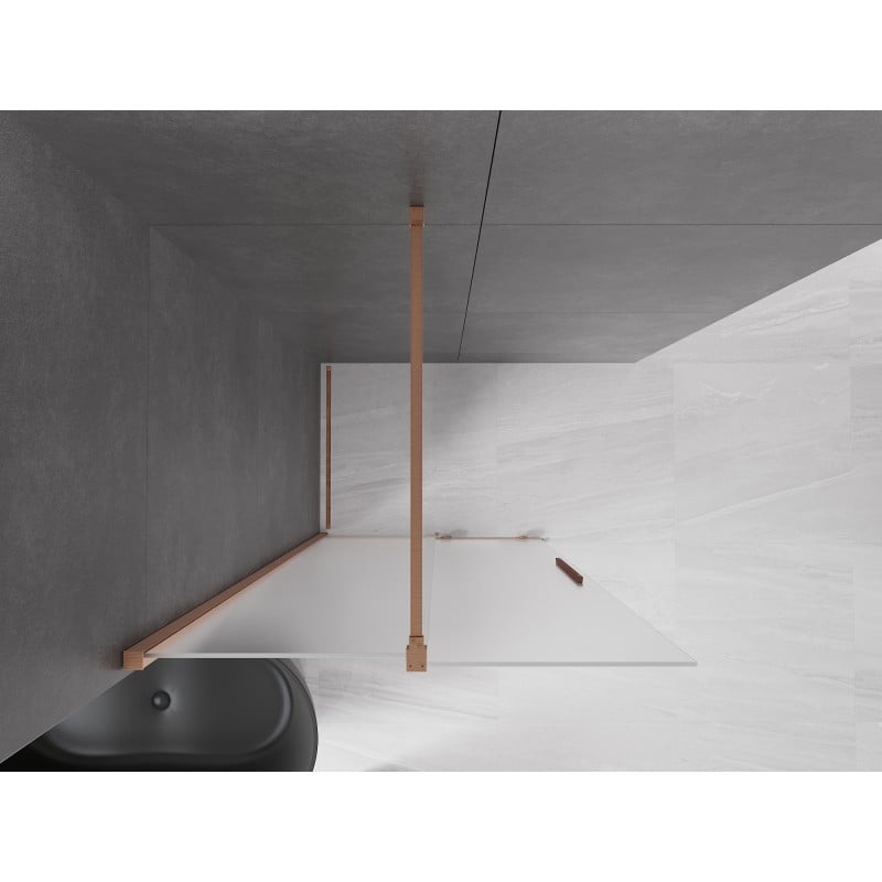 Mexen Velar ścianka prysznicowa rozsuwana Walk-in 85 x 200 cm, szron 8 mm, miedź szczotkowana - 871-085-000-33-65