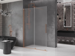 Mexen Velar ścianka prysznicowa rozsuwana Walk-in 160 x 200 cm, szron 8 mm, miedź szczotkowana - 871-160-000-33-65
