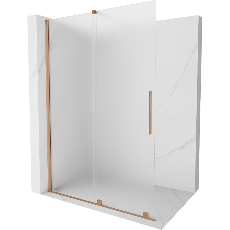 Mexen Velar ścianka prysznicowa rozsuwana Walk-in 140 x 200 cm, szron 8 mm, miedź szczotkowana - 871-140-000-33-65