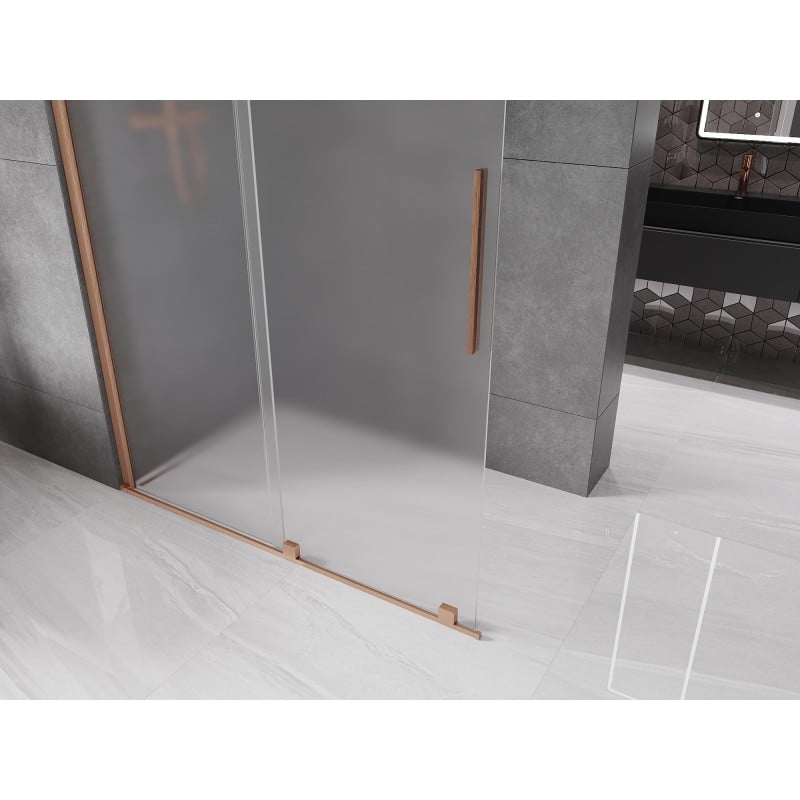 Mexen Velar ścianka prysznicowa rozsuwana Walk-in 160 x 200 cm, szron 8 mm, miedź szczotkowana - 871-160-000-33-65