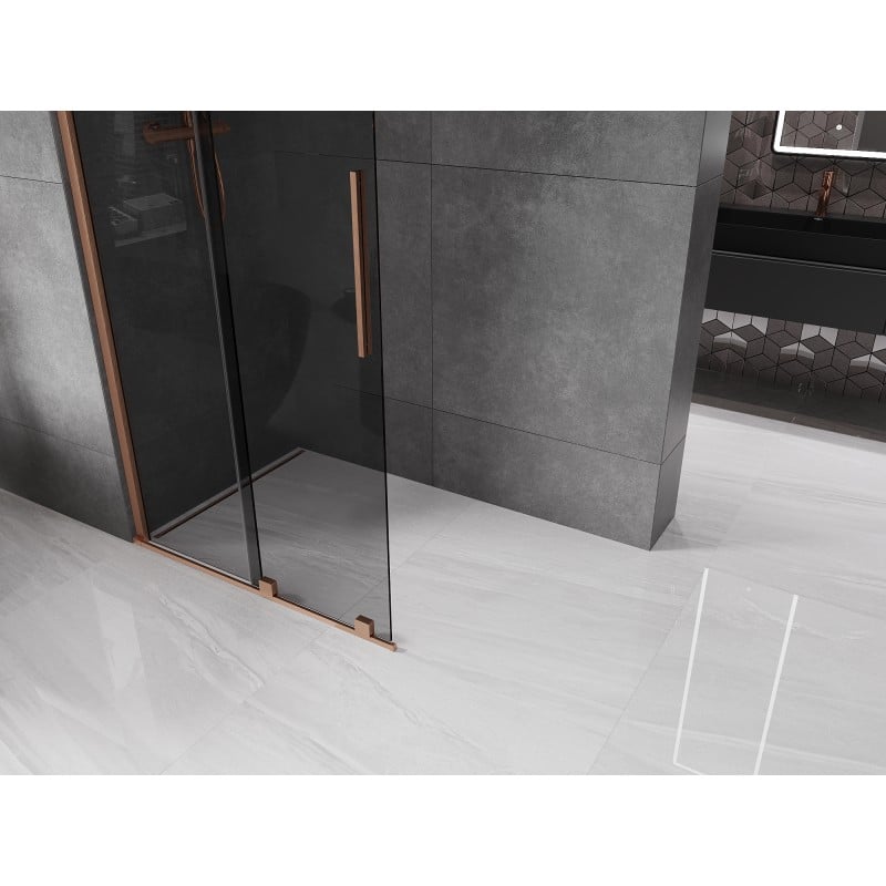 Mexen Velar ścianka prysznicowa rozsuwana Walk-in 90 x 200 cm, grafit 8 mm, miedź szczotkowana - 871-090-000-43-65
