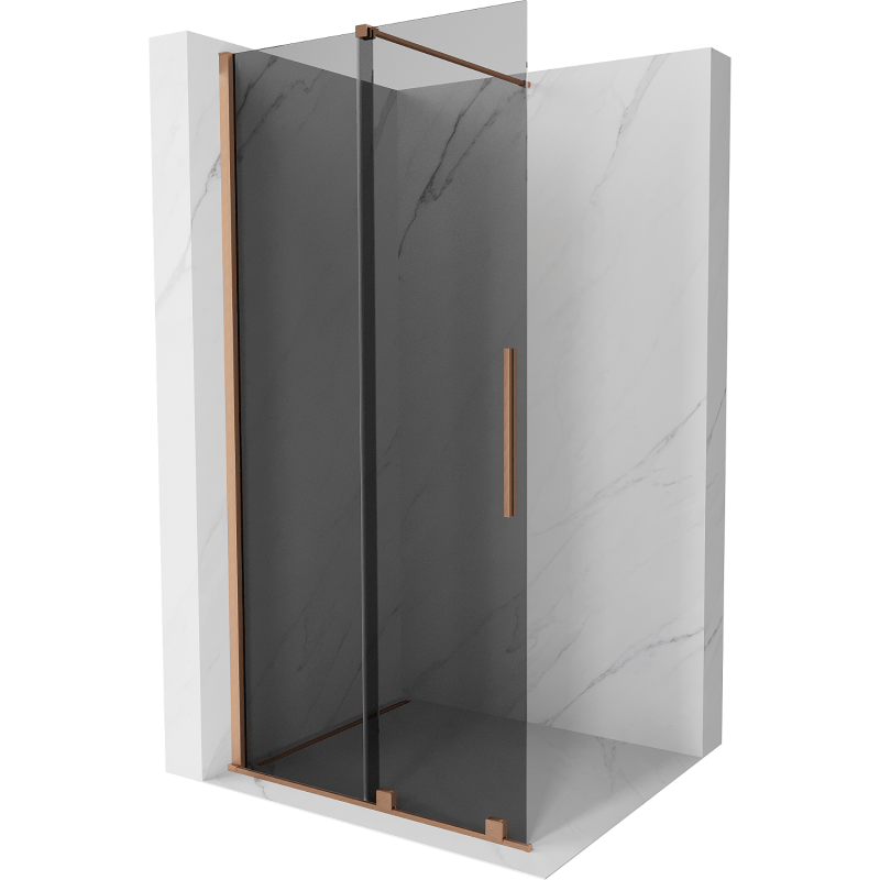 Mexen Velar ścianka prysznicowa rozsuwana Walk-in 85 x 200 cm, grafit 8 mm, miedź szczotkowana - 871-085-000-43-65