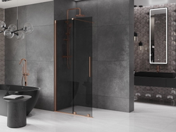 Mexen Velar ścianka prysznicowa rozsuwana Walk-in 100 x 200 cm, grafit 8 mm, miedź szczotkowana - 871-100-000-43-65