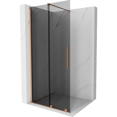 Mexen Velar ścianka prysznicowa rozsuwana Walk-in 100 x 200 cm, grafit 8 mm, miedź szczotkowana - 871-100-000-43-65