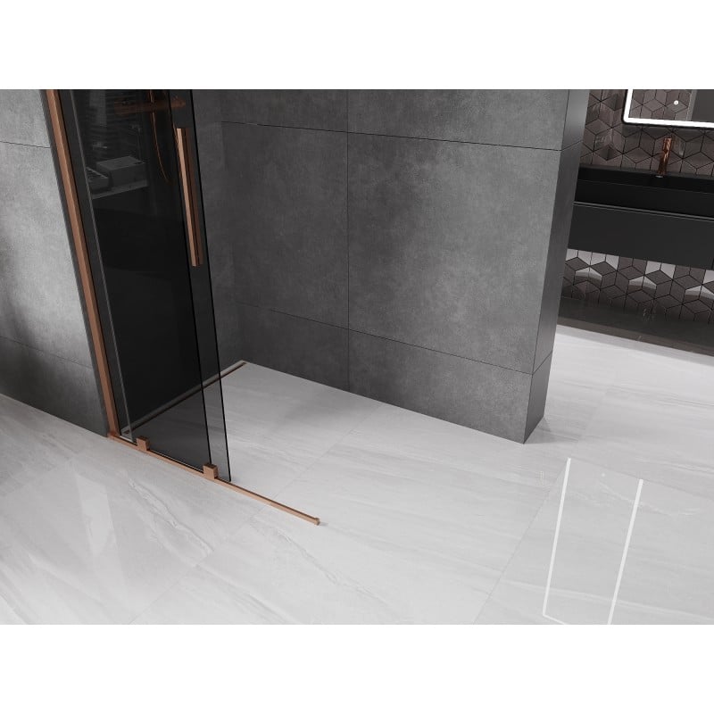 Mexen Velar ścianka prysznicowa rozsuwana Walk-in 100 x 200 cm, grafit 8 mm, miedź szczotkowana - 871-100-000-43-65