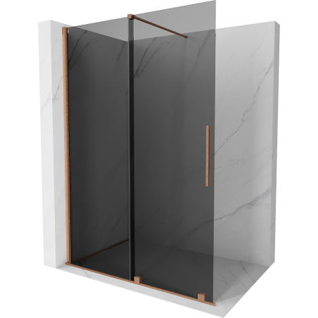Mexen Velar ścianka prysznicowa rozsuwana Walk-in 150 x 200 cm, grafit 8 mm, miedź szczotkowana - 871-150-000-43-65