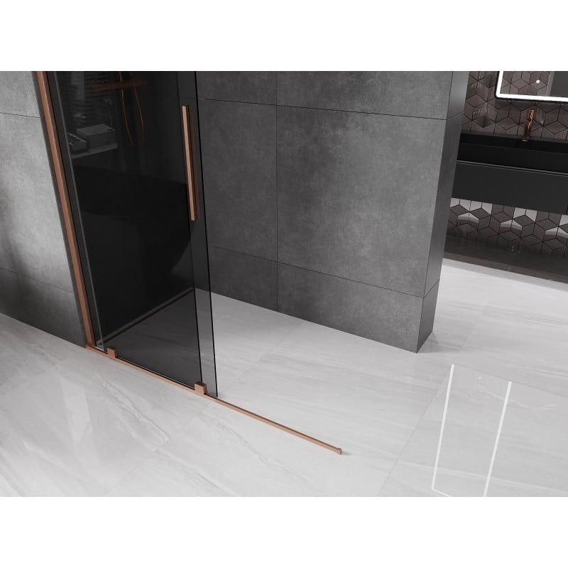 Mexen Velar ścianka prysznicowa rozsuwana Walk-in 150 x 200 cm, grafit 8 mm, miedź szczotkowana - 871-150-000-43-65