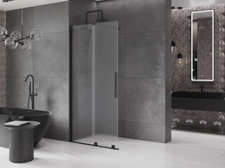 Mexen Velar ścianka prysznicowa rozsuwana Walk-in 120 x 200 cm, szron 8 mm, czarna - 871-120-000-33-70