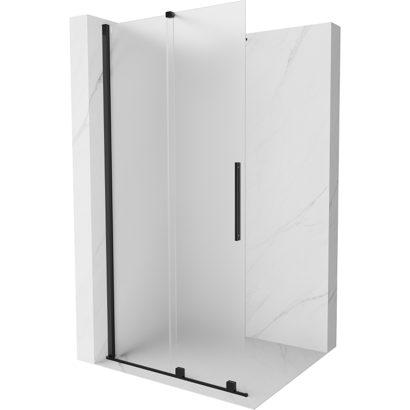 Mexen Velar ścianka prysznicowa rozsuwana Walk-in 100 x 200 cm, szron 8 mm, czarna - 871-100-000-33-70