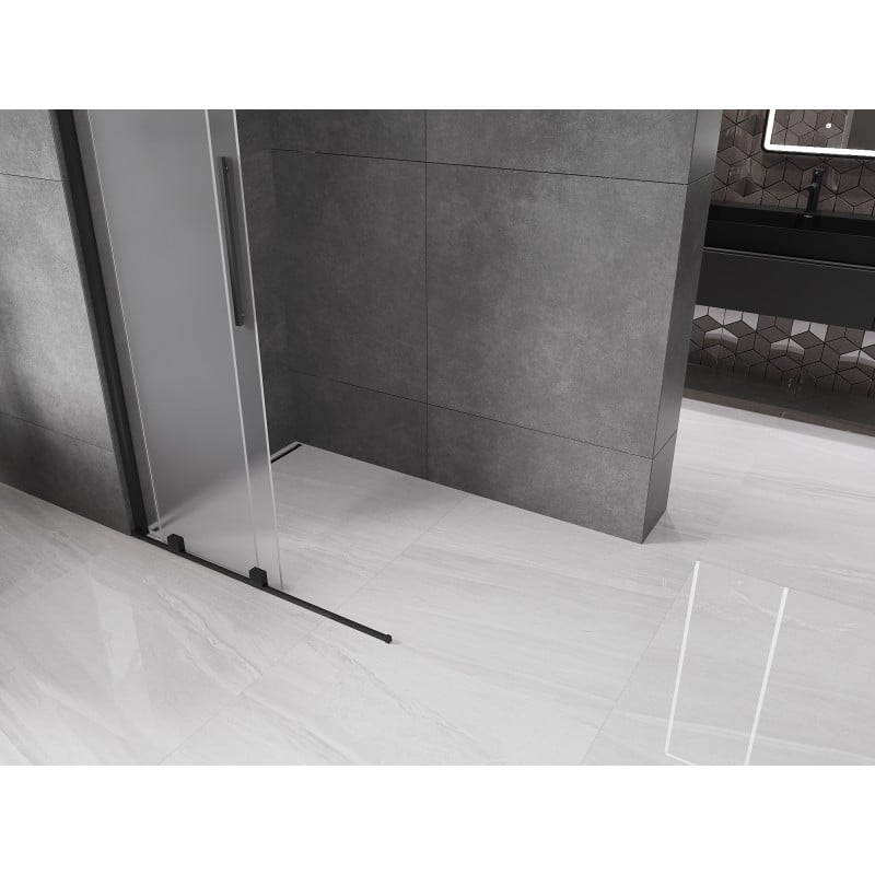Mexen Velar ścianka prysznicowa rozsuwana Walk-in 80 x 200 cm, szron 8 mm, czarna - 871-080-000-33-70