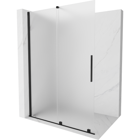 Mexen Velar ścianka prysznicowa rozsuwana Walk-in 140 x 200 cm, szron 8 mm, czarna - 871-140-000-33-70