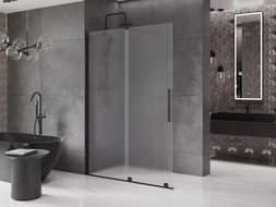 Mexen Velar ścianka prysznicowa rozsuwana Walk-in 160 x 200 cm, szron 8 mm, czarna - 871-160-000-33-70