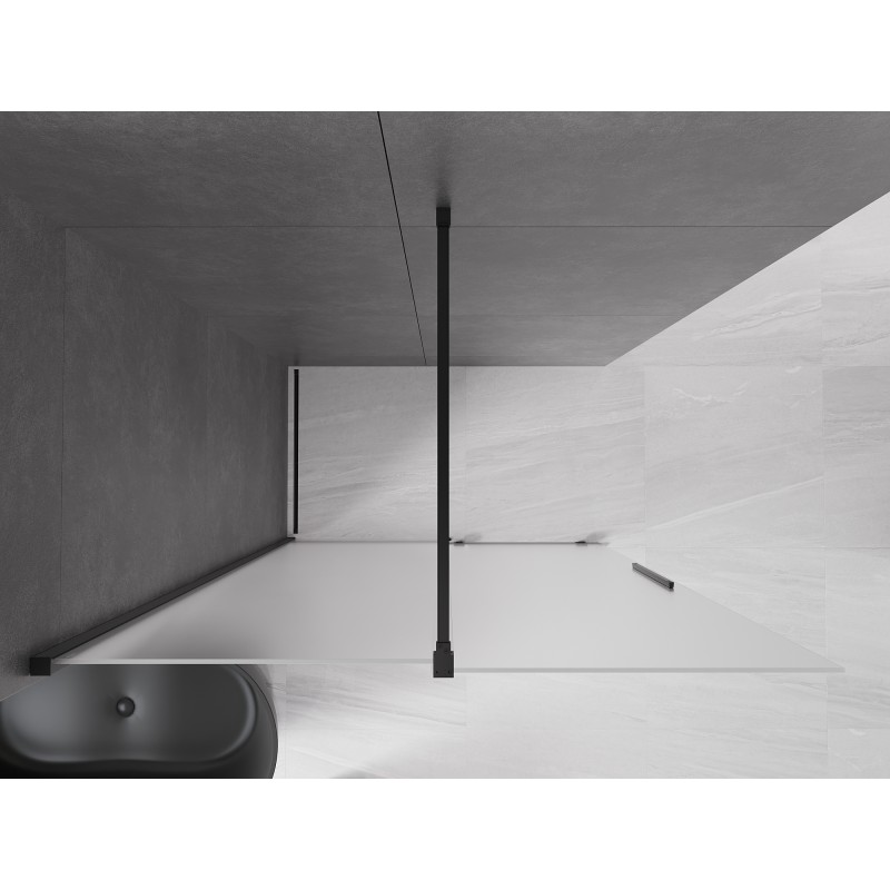 Mexen Velar ścianka prysznicowa rozsuwana Walk-in 140 x 200 cm, szron 8 mm, czarna - 871-140-000-33-70