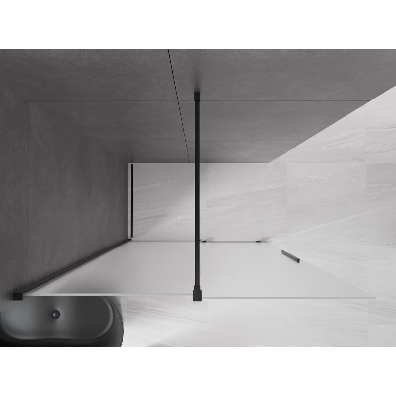 Mexen Velar ścianka prysznicowa rozsuwana Walk-in 160 x 200 cm, szron 8 mm, czarna - 871-160-000-33-70