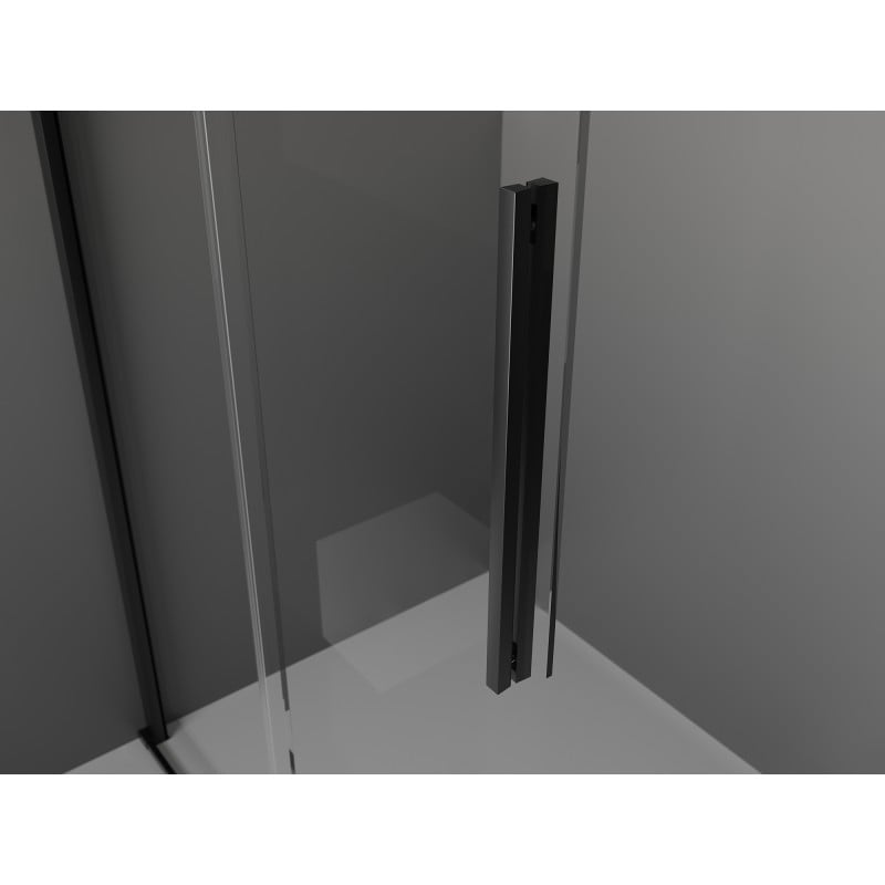 Mexen Velar ścianka prysznicowa rozsuwana Walk-in 160 x 200 cm, szron 8 mm, czarna - 871-160-000-33-70