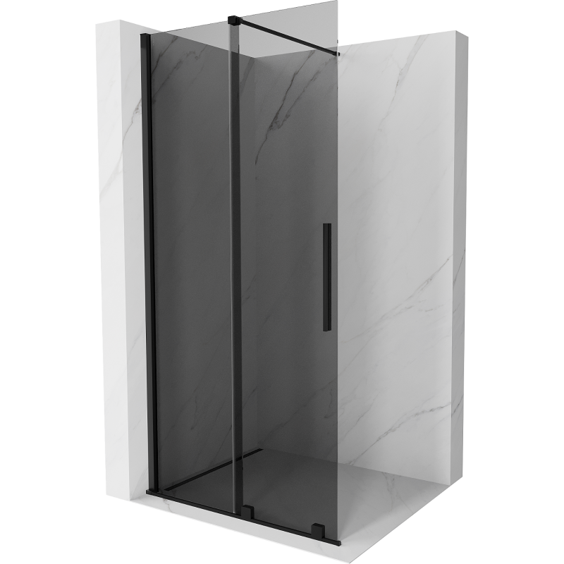 Mexen Velar ścianka prysznicowa rozsuwana Walk-in 90 x 200 cm, grafit 8 mm, czarna - 871-090-000-43-70