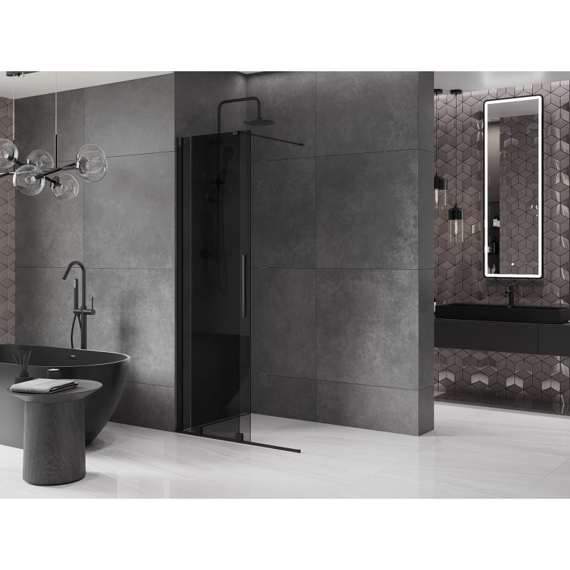 Mexen Velar ścianka prysznicowa rozsuwana Walk-in 100 x 200 cm, grafit 8 mm, czarna - 871-100-000-43-70
