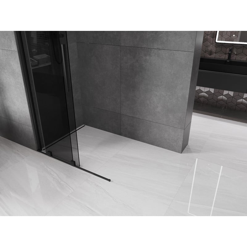Mexen Velar ścianka prysznicowa rozsuwana Walk-in 75 x 200 cm, grafit 8 mm, czarna - 871-075-000-43-70