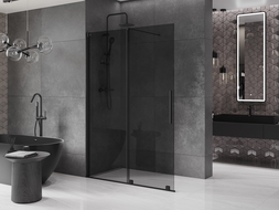 Mexen Velar ścianka prysznicowa rozsuwana Walk-in 140 x 200 cm, grafit 8 mm, czarna - 871-140-000-43-70