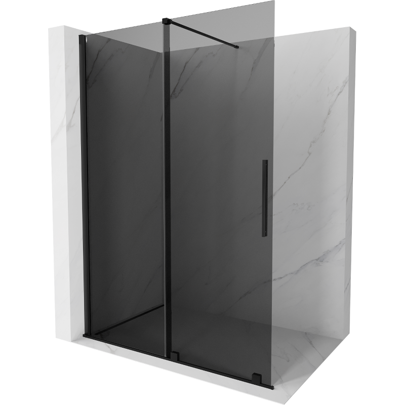 Mexen Velar ścianka prysznicowa rozsuwana Walk-in 150 x 200 cm, grafit 8 mm, czarna - 871-150-000-43-70