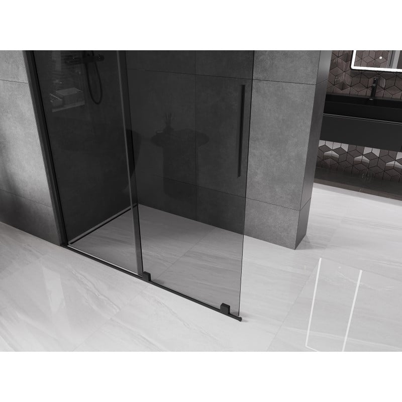Mexen Velar ścianka prysznicowa rozsuwana Walk-in 130 x 200 cm, grafit 8 mm, czarna - 871-130-000-43-70