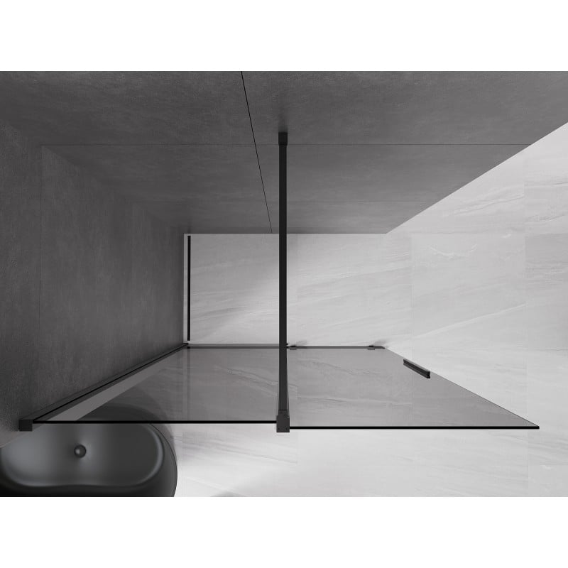 Mexen Velar ścianka prysznicowa rozsuwana Walk-in 160 x 200 cm, grafit 8 mm, czarna - 871-160-000-43-70