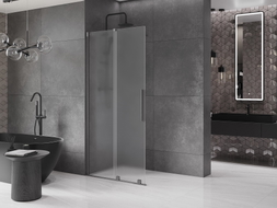 Mexen Velar ścianka prysznicowa rozsuwana Walk-in 85 x 200 cm, szron 8 mm, gun gray szczotkowany - 871-085-000-33-66