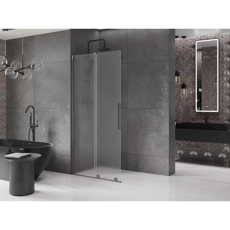 Mexen Velar ścianka prysznicowa rozsuwana Walk-in 120 x 200 cm, szron 8 mm, gun gray szczotkowany - 871-120-000-33-66
