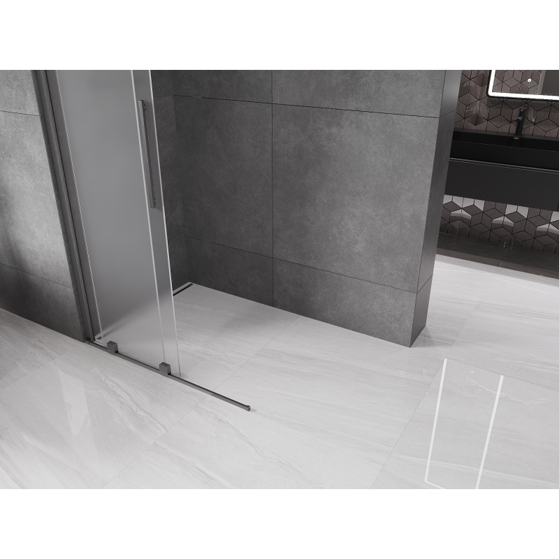 Mexen Velar ścianka prysznicowa rozsuwana Walk-in 110 x 200 cm, szron 8 mm, gun gray szczotkowany - 871-110-000-33-66