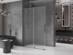 Mexen Velar ścianka prysznicowa rozsuwana Walk-in 130 x 200 cm, szron 8 mm, gun gray szczotkowany - 871-130-000-33-66
